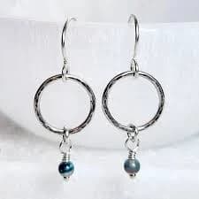 Simply Charmed Sterling Silver Hammered Crystal Earrings
