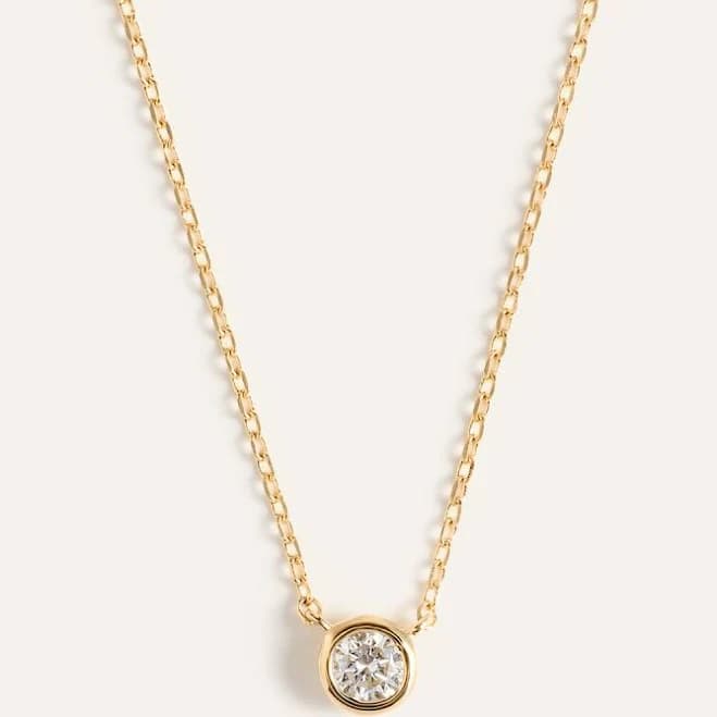 Quince 14K Gold Natural Diamond Bezel Solitaire Necklace