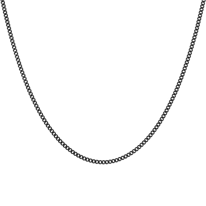 REEDS Black Ion-Plated Stainless Steel 2mm Curb Chain Necklace