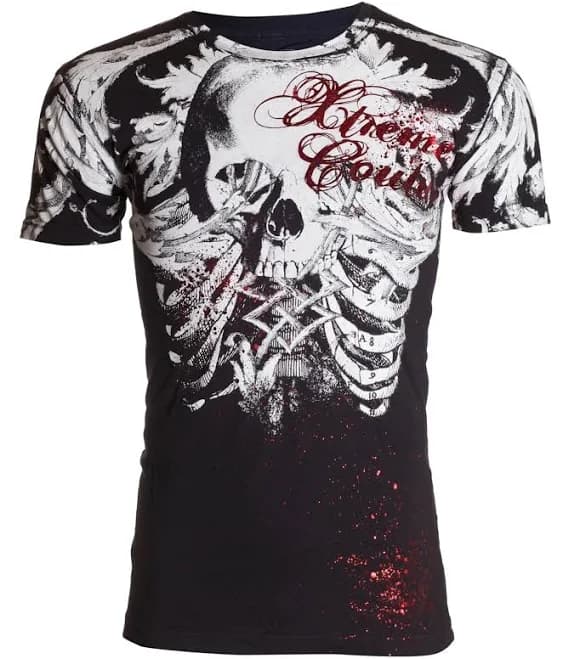 Xtreme Couture Affliction Mens T-shirt Persimmon Skull Black Biker