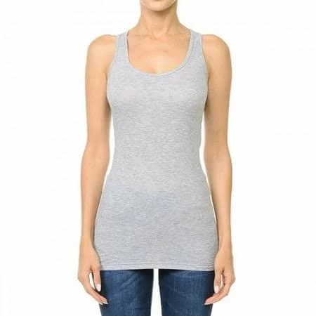 All Season Sporty Casual Basic Racerback Ribbed Cotton Jersey Tank Top