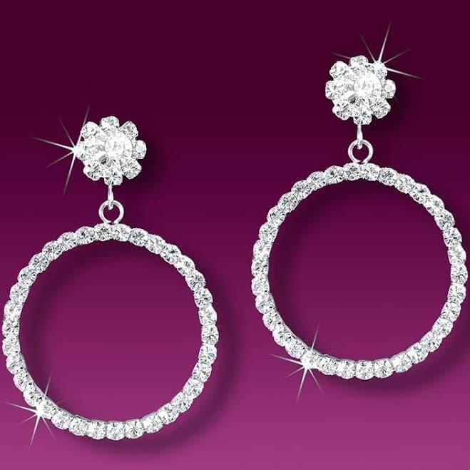 Crystal Rhinestone Dangling Hoop Earrings