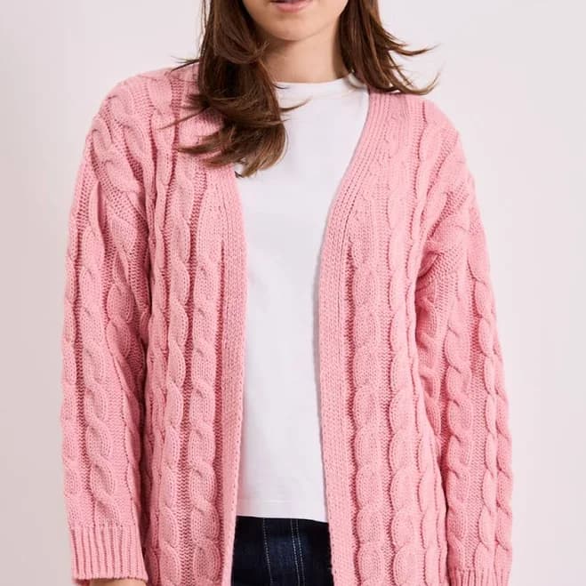 Dorothy Perkins Women's Chunky Longline Multi Cable Cardigan