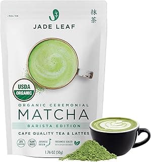 Jade Leaf Matcha Organic Barista Blend Ceremonial Grade Matcha Green Tea Powder - 100% Pure Japanese First Harvest Green Tea for Lattes from Uji and Kagoshima, 50g / 1.76 Ounce (Pack of 1)