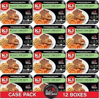 Kosher Ready Meals - Bone In Chicken & Kugel, MRE Meat Meals Ready to Eat, Shabbos Food, Halal, (12 Pack) Prepared Entree Fully Cooked, Shelf Stable Microwave Dinner Travel Military Camping