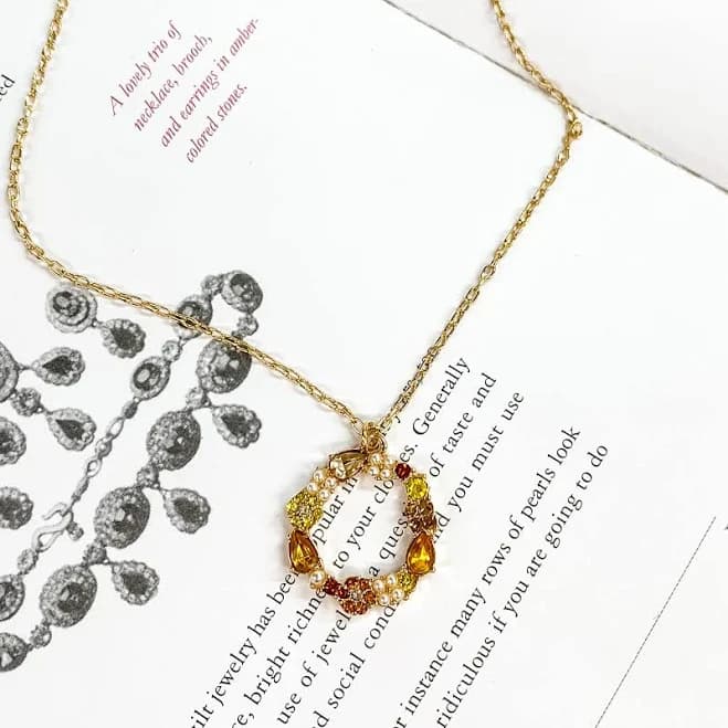 Open Circle Topaz Crystal Necklace