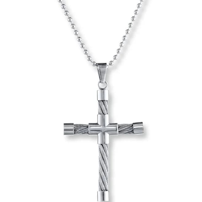 Stainless Steel Cross Necklace, 22"
