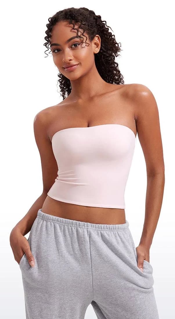 Crz Yoga Women's Butterluxe Tube Tops for Crop Sleeveless Tank Bandeau Strapless Casual Shirts