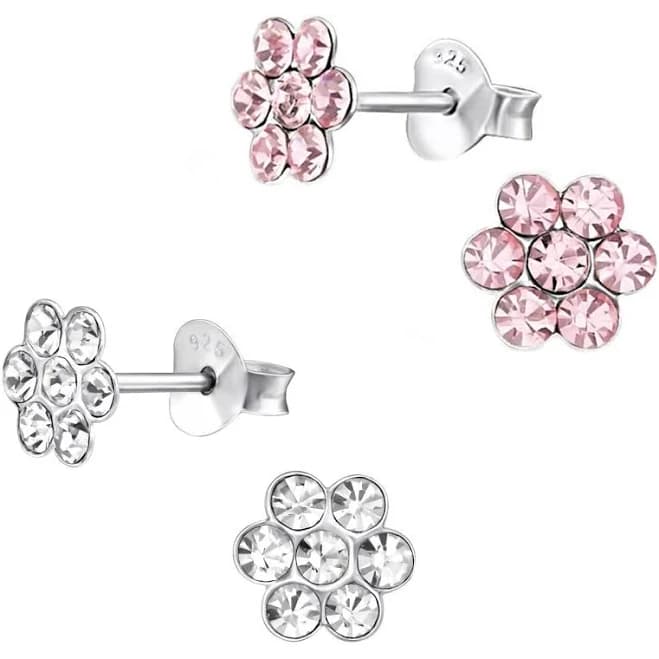 Crystal Flower Stud Earrings