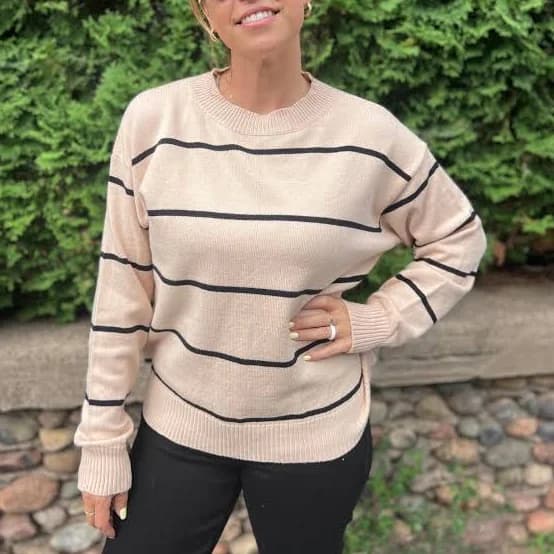 Striped Long Sleeve Crew Neck Sweater