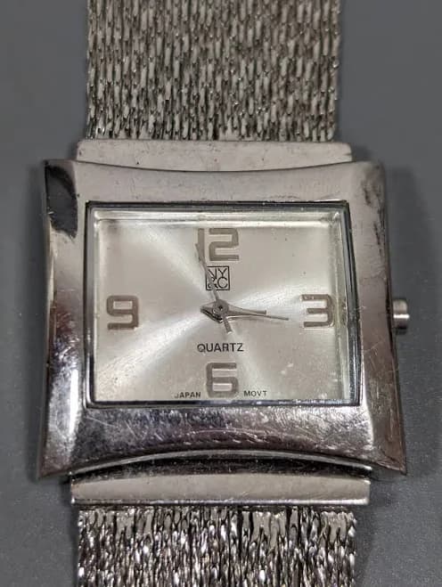 Nyc Silver Tone Dial Square Case Multi Strand Cable Bracelet Band