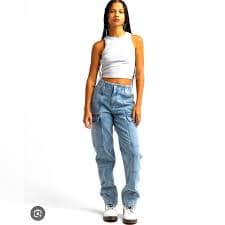 RSQ | Jeans | Rsq Tillys Brand Cargo Jeans With Paperbag Waist Light Wash | Poshmark