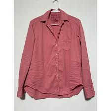 Frank & Eileen | Tops | Frank Eileen Women Size Xs Pink Long Sleeve Pocket Distressed Button Front | Poshmark