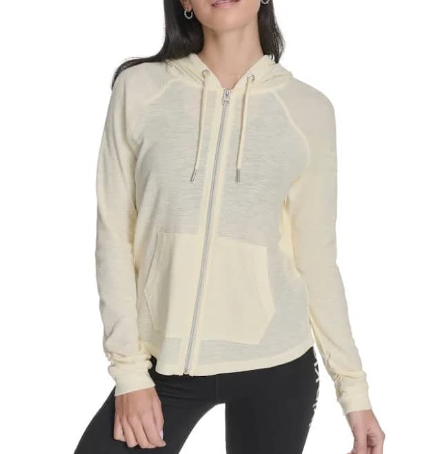 Calvin Klein Women's Ruched Sleeve Zip Hoodie