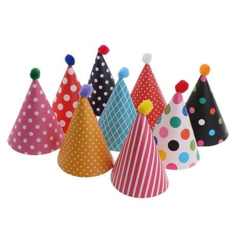Frcolor 11pcs Cake Birthday Party Cone Hats with Pom Poms