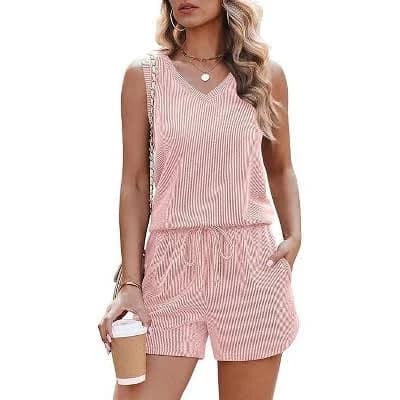 Ekouaer Women's 2 Piece V-Neck Knit Lounge Set with Pockets