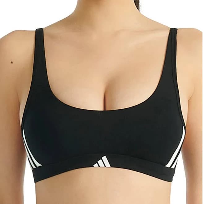 adidas Women's Originals Essentials Cotton Blend 3 Stripe Scoop Bralette