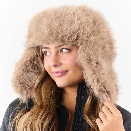 Faux Fur Trapper Hat with Buckle