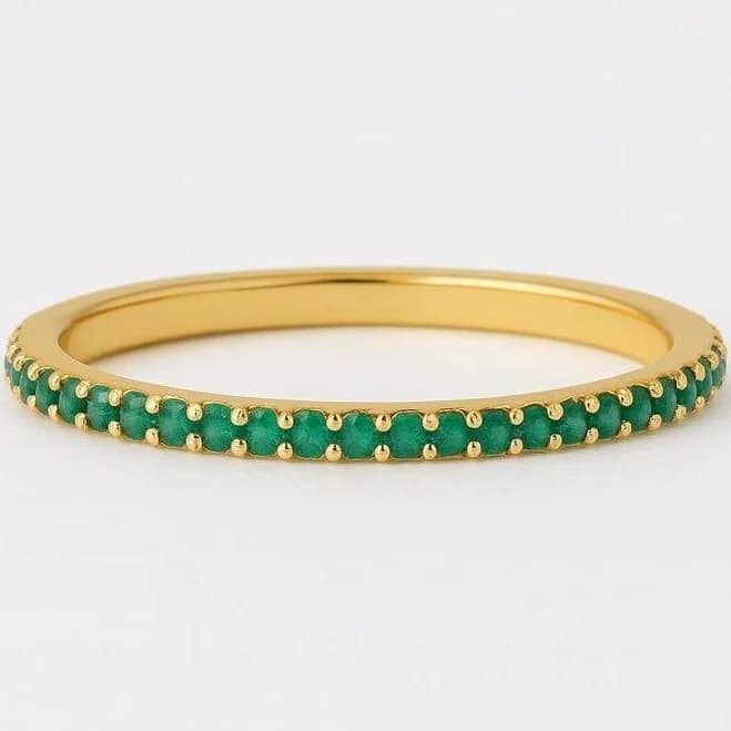 Minimalist Gold Emerald Eternity Ring