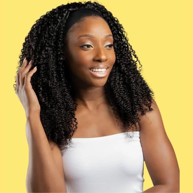 Kinky Curly 4A Headband Wig