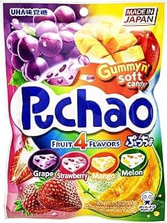 UHA Mikakuto Soft Candy with Gummy Bits, 4 Fruit Flavors, 3.52 Ounce, Pack of 6