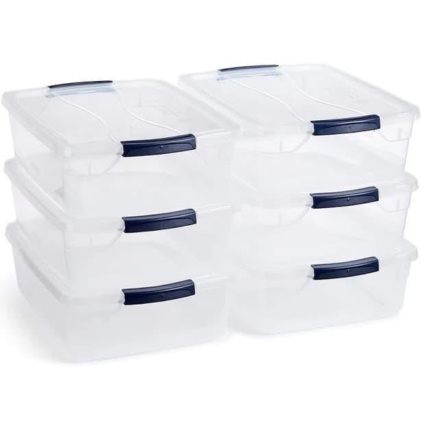 Stackable Clear Storage Bins W/ Lids Plastic Organizing Containers