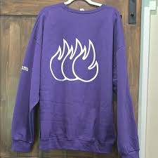 Jerzees | Sweaters | 428a Purple Sweatshirt Taco Bell Flame Design Nwot | Poshmark