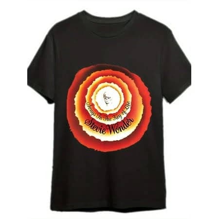 WCCDXGP [stevie Wonder Tee] Stevie Wonder Graphic Men's T-Shirt | 100% Cotton, Black, Short Sleeve, Round Neck, Fiery Swirl Design, Comfortable &