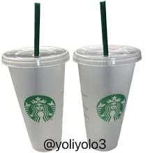 Discountinued! Starbucks Venti Cold Cups: 24oz Reusable Frosted Set with Straws Two cups
