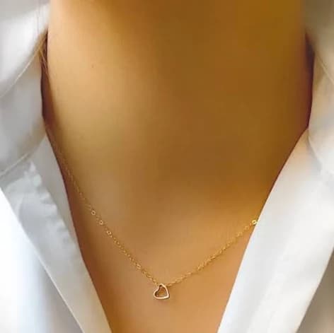 14K Gold Minimalist Heart Pendant Necklace