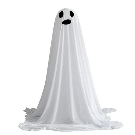 Shoreew Halloween Ghost Decoration Outdoor DIY Large Lighted Cloth Ghosts with String Lights Spooky Standing White Ghost for Garden Patio Front Porch