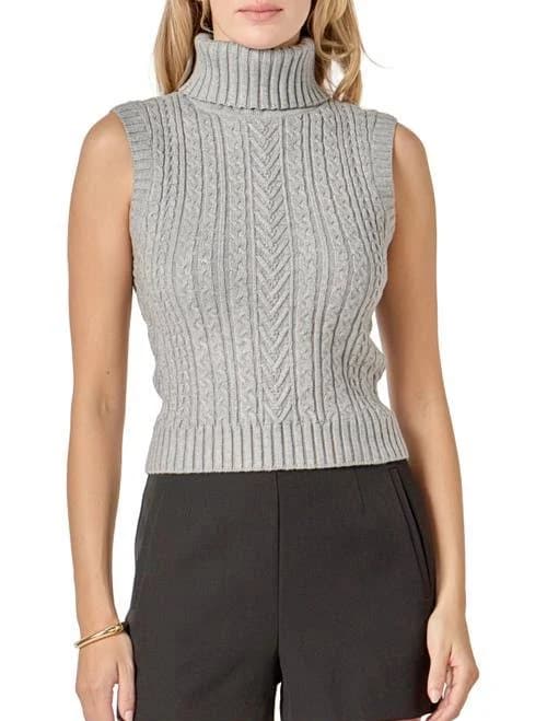 English Factory Women's Cable Mock Neck Knit Top