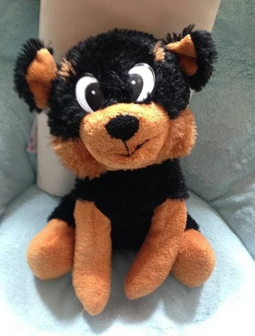 stuffed plush animal toy dog black and brown