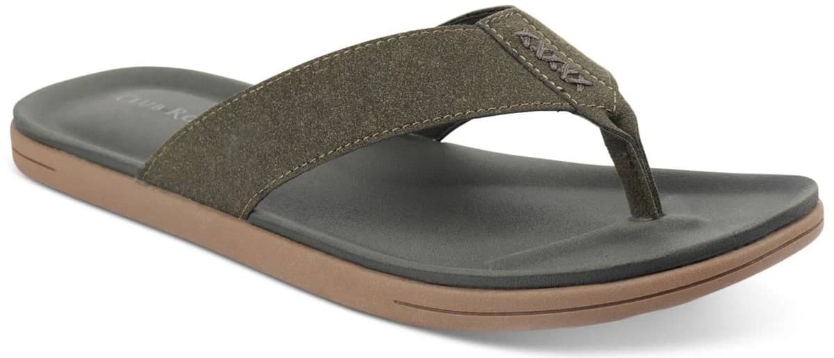 Clubroom Mens Padded Riley Round Toe Slip On Flip Flop Sandal