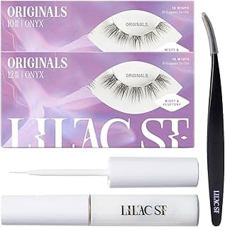 Lilac St - Originals Starter Kit - Includes Natural Faux Eyelash Clusters (10mm & 12mm), Clear Lash Glue, & Lash Applicator - Lightweight & Lifelike - Lasts 10 Days - Cruelty Free, Vegan - 20 Lashes