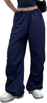 Amazon.com: NUFIWI Women Oversized Baggy Cargo Pants Drawstring Low Waist Jogger Sweatpants Casual Loose Wide Leg Trousers(A,Small) : Clothing, Shoes & Jewelry