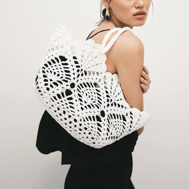 ASOS DESIGN – Floral Crochet Grab Handle Tote Bag – Women – Polyester