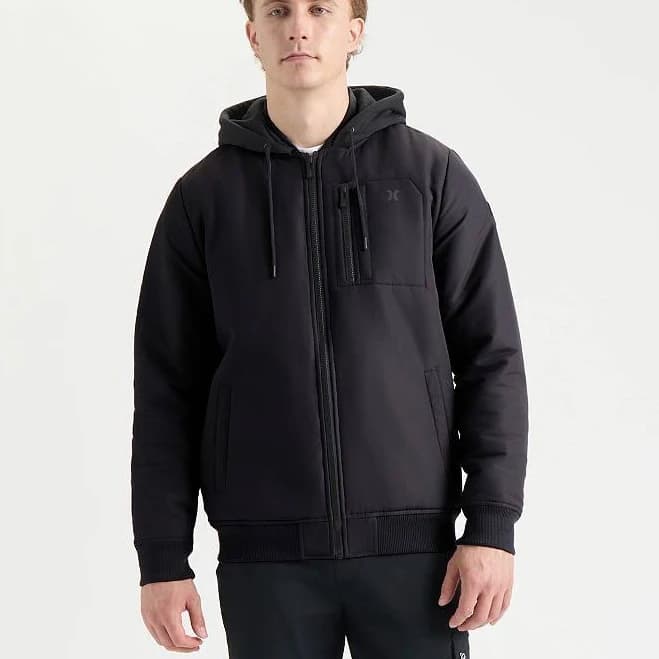 Hurley Men's Hooded Bomber Jacket