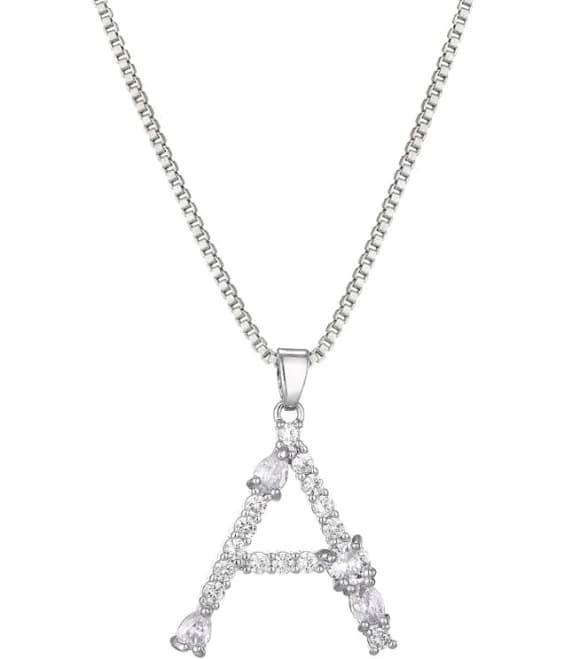 Adornia Women's Silver Plated Crystal Initial Necklace