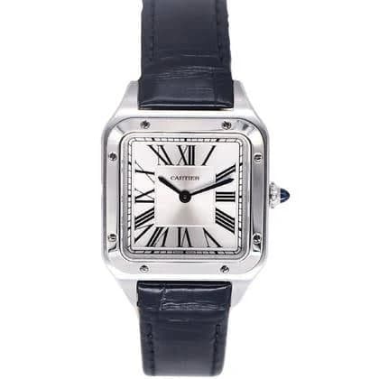 Cartier Santos Unisex Leather/Stainless Steel