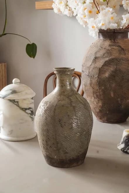 Narrow Neck Vintage Pot,Rustic Farmhouse Vase,Japandi Home Decor,Wabi-Sabi Pottery,Home Decor,Kitchen Organizer,Shelf Decor,Vintage Vase
