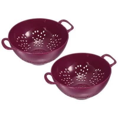 Unique Bargains Food Rice Washing Plastic Vegetable Basket Colander with Handle (2 Pcs)