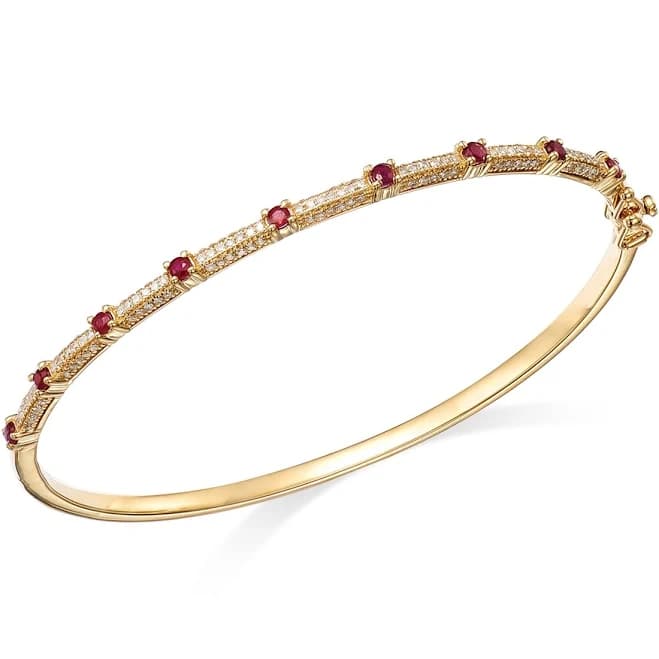 Bloomingdale's 14K Yellow Gold Ruby and Diamond Bangle Bracelet
