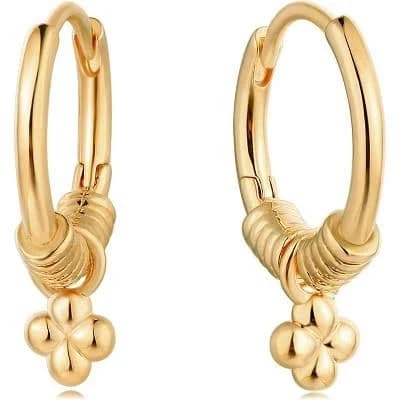14K Gold Plated Dainty Dangle Hoop Earrings