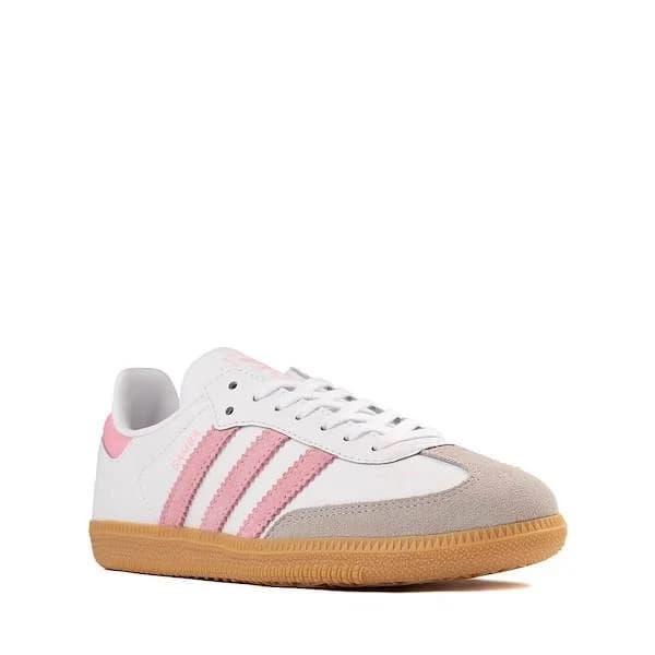 adidas Samba OG Athletic Shoe - Big Kid - White / Light Pink / Gum - Size 6.5
