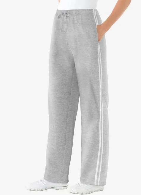 Woman Within Plus Size Better-Fleece Side-Stripe Sweatpants