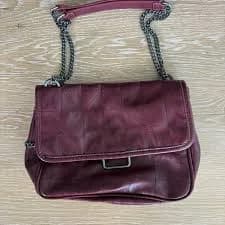 ZARA Burgundy Quilted Shoulder Bag Chain Strap Gunmetal Hardware Magnetic