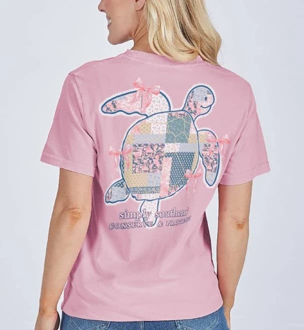Simply Southern Turtle Tracker Quilted Washed Pink T-Shirt XL / Washed Pink for woman
