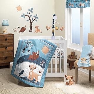(LAMCR) Lion King Adventure 3-Piece Mini Crib Bedding Set, Blue (790020)