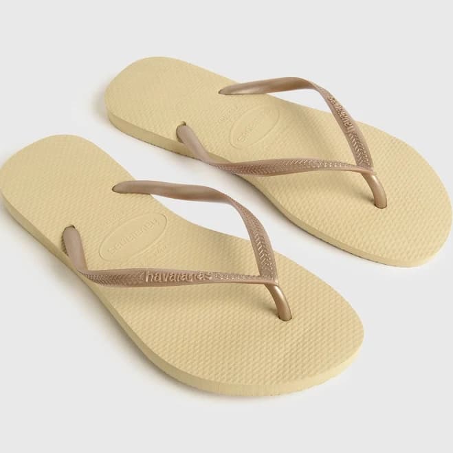 Havaianas Women's Slim Flip Flop, 2719 Sand Grey/Light Golden, Rubber | Size: 41/42 | St. Bernard